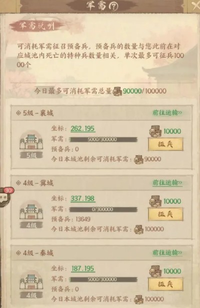这城有良田军需系统玩法详解