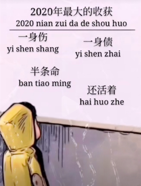 2020年最大的收获一身伤 一身债 半条命 还活着背景图图片大全