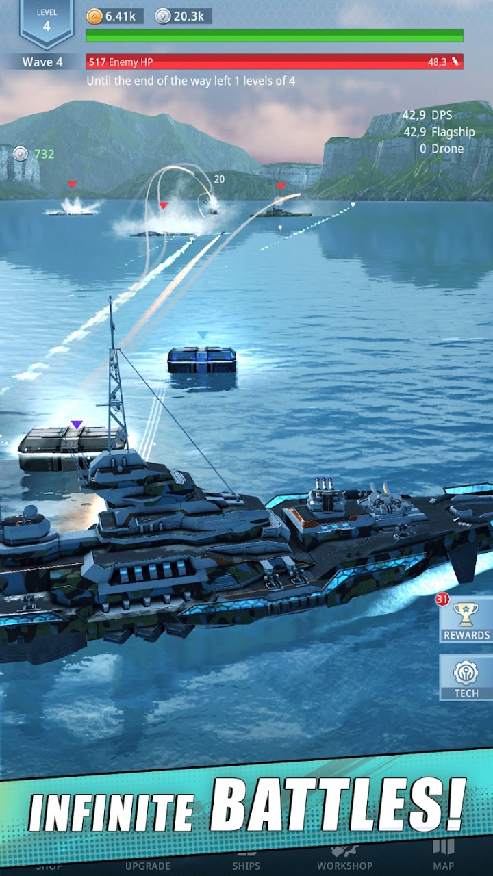 舰队战舰射击游戏安卓版(Idle Fleet Warship Shooter)